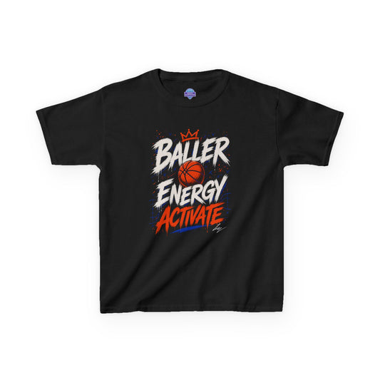 Kids T-Shirt — "Baller Energy Activate" Basketball Graphic Tee
